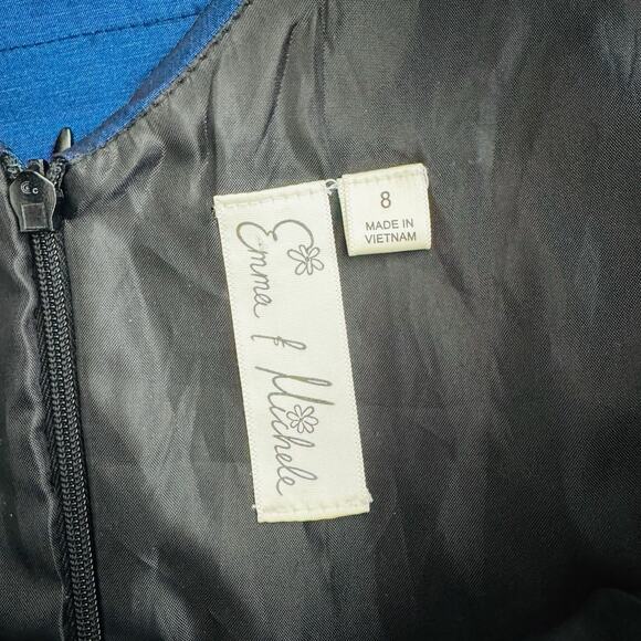 Emma And Michele Blue Satin Sleeveless A Line Dress Women’s Size 8 - Picture 5 of 7